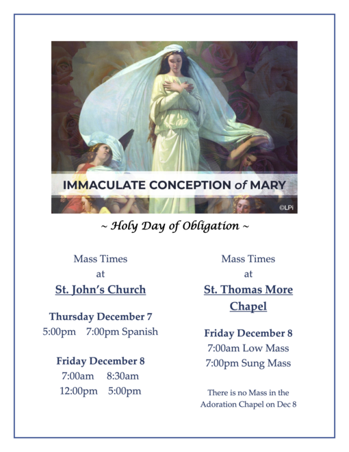 Immaculate Conception Mass Times